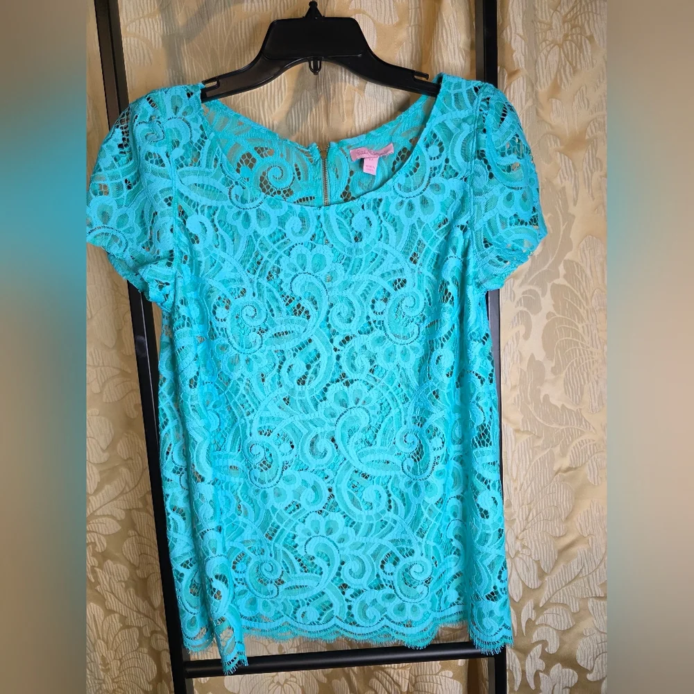 Lilly Pultizer Women Lace Blouse Medium - Picture 4 of 5